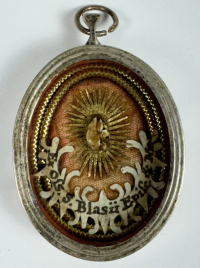 Reliquary theca with relic of St. Martyr Blaise (Blase), Bishop of Sebastea, Patron of Animals