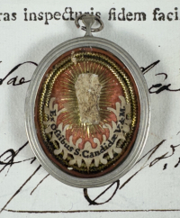 1795 Vatican documented reliquary theca with relic of St. Candida, Martyr