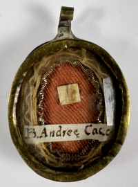 Reliquary theca with relic of Bl. Andrea Caccioli, O.F.M., disciple of St. Francis of Assisi