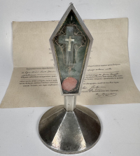 Documented silver reliquary with relics of the True Cross of Jesus Christ