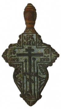 Small Russian brass pectoral Old Believer&#039;s Crucifix cross