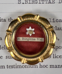 1989 Vatican documented theca with relic of St. Bridget of Sweden, Patron of Europe