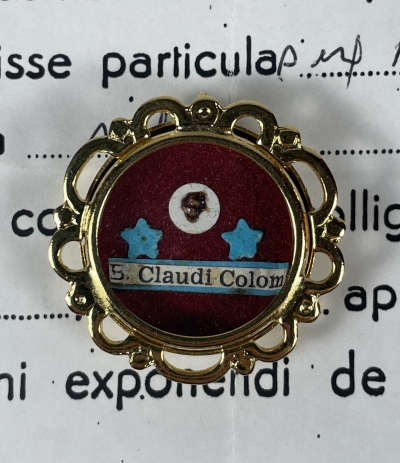 1993 Documented reliquary theca with relics of Jesuit St. Claude La Colombiere