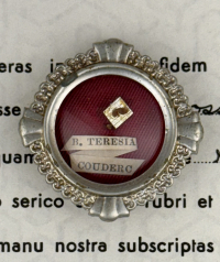 1970 Documented theca with relic of St. Thérèse Couderc, founder of the Sisters of the Cenacle