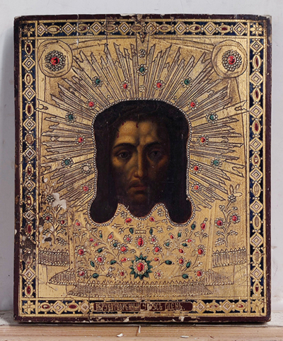 Small Russian icon - the Holy Mandylion (Image of Christ Not Made by Human Hands)