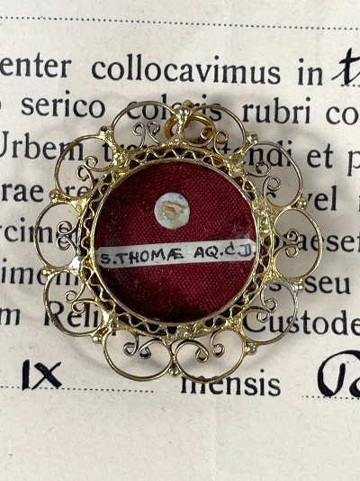 Documented reliquary theca with relics of Saint Thomas Aquinas, Doctor of the Church