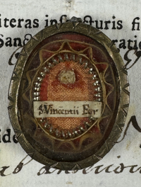 1766 Documented reliquary theca with relic of St. Vincent Ferrer