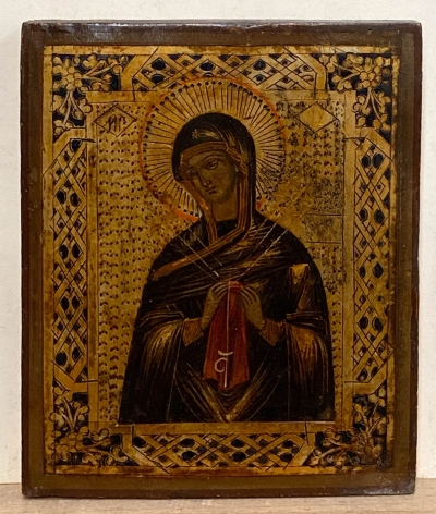 Russian Icon - Our Lady of Seven Sorrows (Soothing of Evil Hearts Mother of God)