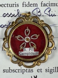 1985 Documented reliquary theca with relic of Blessed Pius Campidelli of Saint Aloysius C.P.