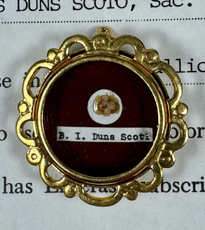 1993 Documented theca with relic of the Blessed John Duns Scotus, Franciscan &amp; Subtle Doctor of Scotland