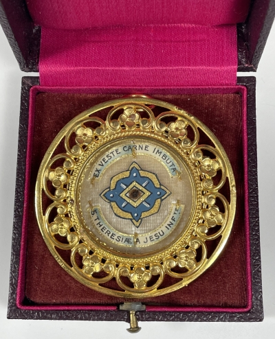 Large reliquary theca with relics of Carmelite St. Therese of Lisieux (of Child Jesus)