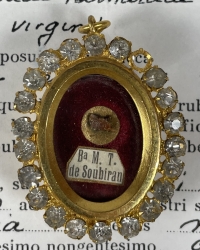 1986 Documented reliquary theca with first-class relics of Blessed Bienheureuse Marie-Thérèse de Soubiran, foundress of Sisters of Marie-Auxiliatrice