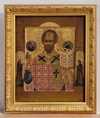 Russian Icon - Saint Nicholas the Wonderworker with border saints
