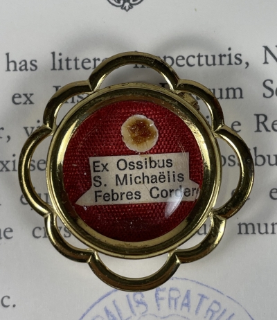 1984 Documented reliquary theca with relics of Ecuadorian Saint Miguel Febres Cordero, La Salle Brother