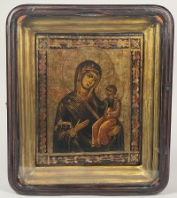 Russian icon - Our Lady of Iveron in kiot shadow frame
