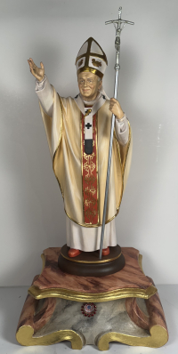 Reliquary statue with a hair relic of St. Pope John Paul II and document