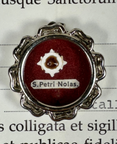 1995 Vatican documented theca with relic of St. Peter Nolasco, founder of the Mercedarians Order