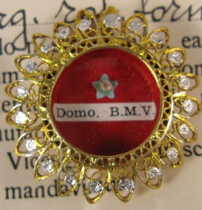Documented theca with relic from the House of the Blessed Virgin Mary