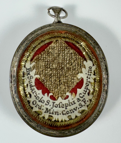 Reliquary theca with a relic of St. Joseph of Cupertino, patron of aviation and flying