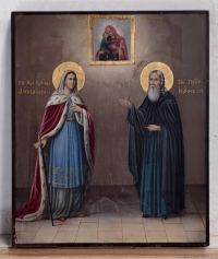 Russian icon - 2 Saints: St. Alexandra of Rome &amp; St. Venerable John Climacus