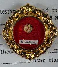 1990 Vatican documented reliquary theca with relic of St. Vitalis of Milan, Martyr