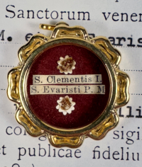 1993 Vatican documented theca with relics of 2 Popes: St. Clement I &amp; St. Evaristus I