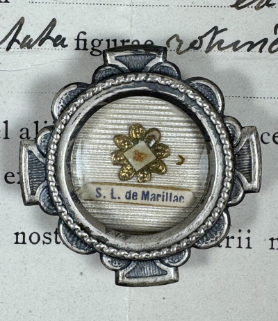 1938 Documented reliquary with relic of St. Louise de Marillac, founder of the Daughters of Charity