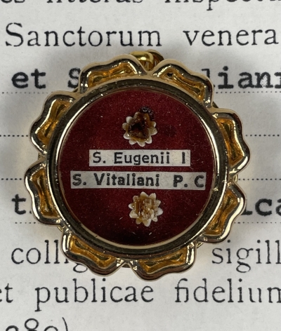 1993 Vatican documented reliquary theca with relics of 2 Popes: St. Pope Eugene I &amp; St. Pope Vitalian