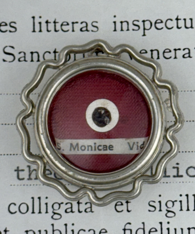 1993 Vatican documented reliquary with relic of St. Monica of Hippo, Patron of married women