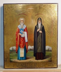 Russian Icon - 2 Saints: St. Anfimus, Bishop &amp; Martyr and St. Feoktist Monk