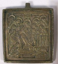 Small Russian brass plaquette depicting Savior of Smolensk