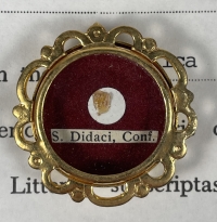 1992 Documented reliquary theca with relics of St. Didacus of Alcalá, the first canonized lay brother of OFM