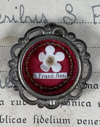 1955 Documented reliquary with relics of St. Francis of Assisi, founder of the Order of Friars Minor, Order of Saint Clare, the Third Order of Saint Francis, &amp; the Custody of the Holy Land