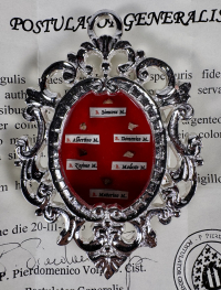 Rare documented reliquary theca with relics of the Martyrs of Casamari