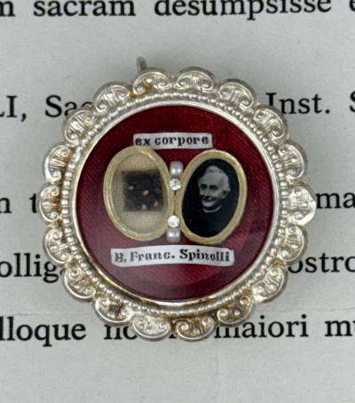 1992 Documented theca with relic of St. Francesco Spinelli founder of the Sisters Adorers of the Blessed Sacrament