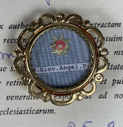 1993 Documented reliquary theca with relics of the Blessed Fra Giovanni da Fiesole (Fra Angelico), patron of Catholic artists