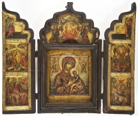 c.1700 Monumental Triptych-Kuzov with an Icon of the Mother of God &amp; Selected Feasts
