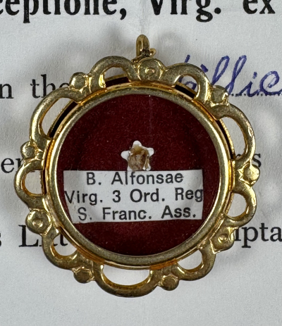 Documented reliquary theca with relic of Indian St. Alphonsa of the Immaculate Conception