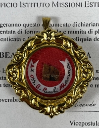 2001 Documented theca with relics of the Blessed Paolo Manna, the founder of the Pontifical Missionary Union