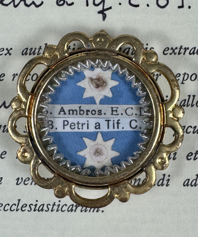 1995 Documented reliquary theca with relics of St. Ambrose D.C. &amp; Bl. Peter of Tiferno C.O.J.