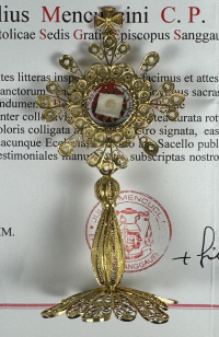 Fancy documented reliquary with a relic of St. Pope John XXIII