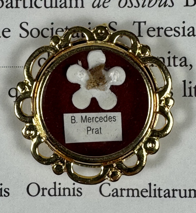 1990 Documented reliquary theca with relic of Bl. Maria Mercedes Prat, STJ (Mercè Prat i Prat)