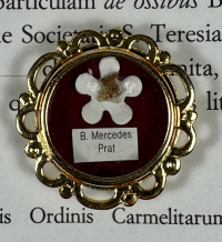 1990 Documented reliquary theca with relic of Bl. Maria Mercedes Prat, STJ (Mercè Prat i Prat)