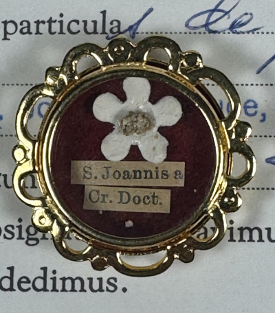 1991 Documented reliquary theca with relic of St. John of the Cross, patron of contemplative life