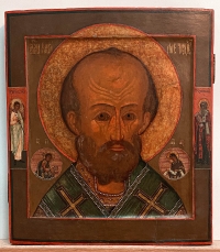 Russian Icon - Saint Nicholas the Wonderworker of Myra with border saints