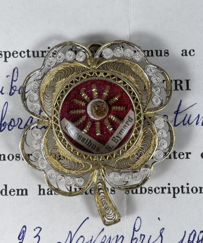 1990 Documented reliquary theca with relics of St. Peter Julian Eymard, founder of the Congregation of the Blessed Sacrament Fathers