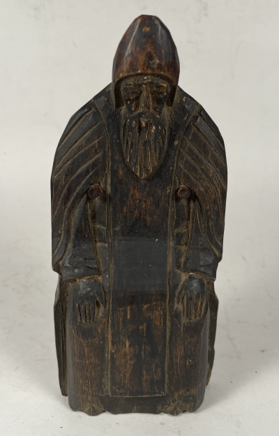 Medium Russian pilgrim carved wood icon figure of hermit monk St. Nilus of Stolbensk