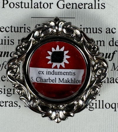 Documented reliquary theca with relic of Maronite St. Charbel Makhlouf, O.L.M