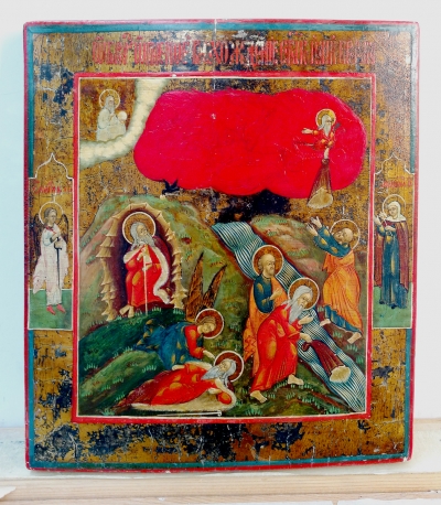 Russian Icon - St. Prophet Elijah with Scenes of His Life and Fiery Ascension