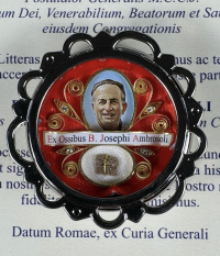Documented reliquary theca with a relic of the Blessed Giuseppe Ambrosoli, M.C.C.I., the Saint Doctor of Uganda